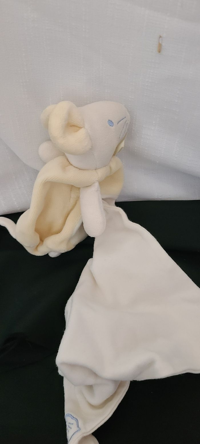 Doudou mouchoir souris SUCRE D'ORGE jaune vert 20 cm - photo numéro 2
