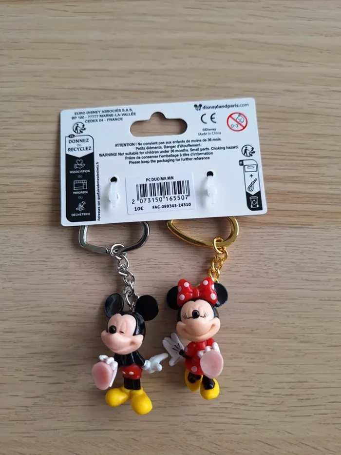 Lot 2 porte-clés Mickey & Minnie – Neuf - photo numéro 2