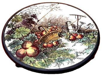 Ancien dessous de plat Céramique au décor champêtre