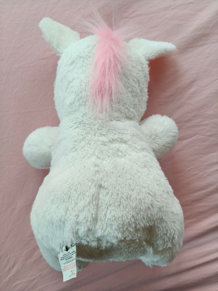 Peluche assise licorne blanche et rose toute douce - photo numéro 3
