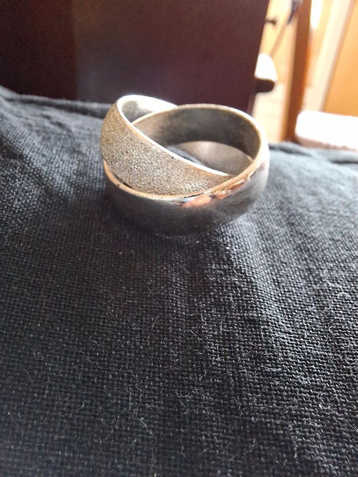 Bague Large Design Entrelacé - Argentée Mat et Brillant - Tendance