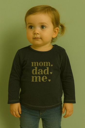 T-shirt noir doré Mom Dad Me Kiabi