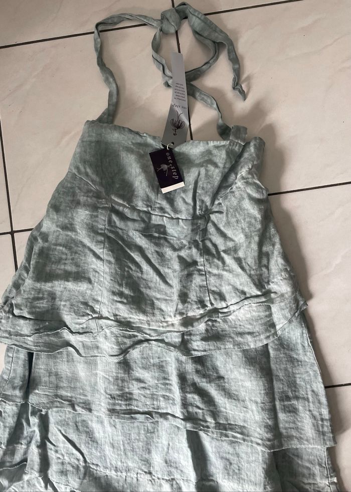 Belle robe One Step T 40 100% lin gris clair - photo numéro 5