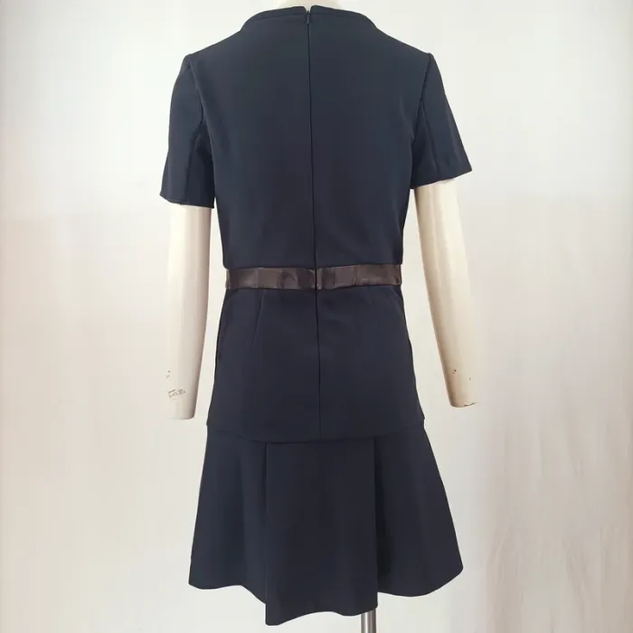 Robe courte cintrée bleu marine Pinko avec détail ceinture satinée A1143 - photo numéro 4
