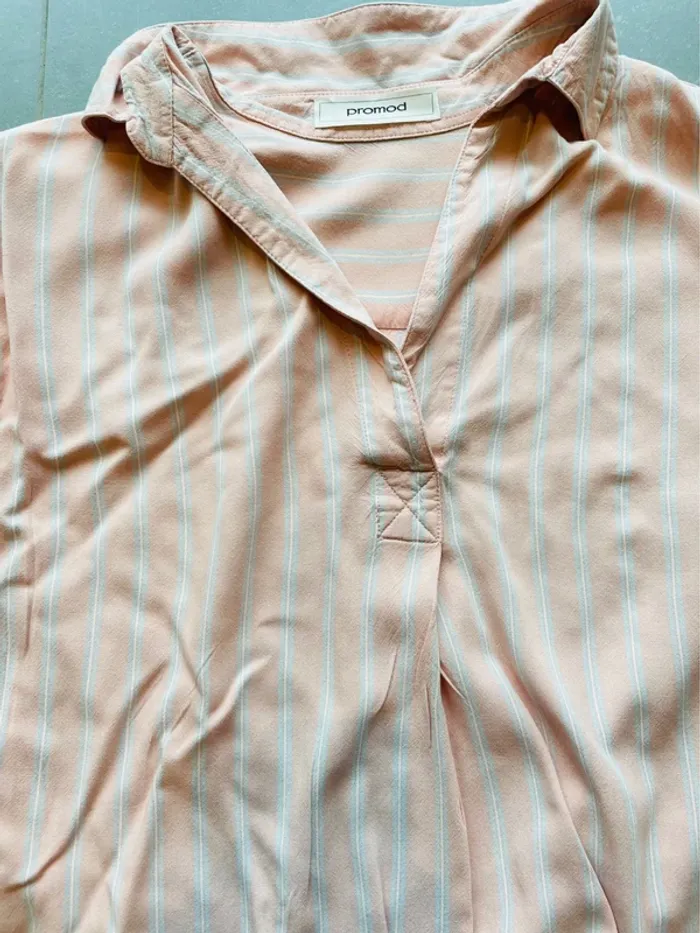 Chemise blouse rose poudré et rayée - photo numéro 5