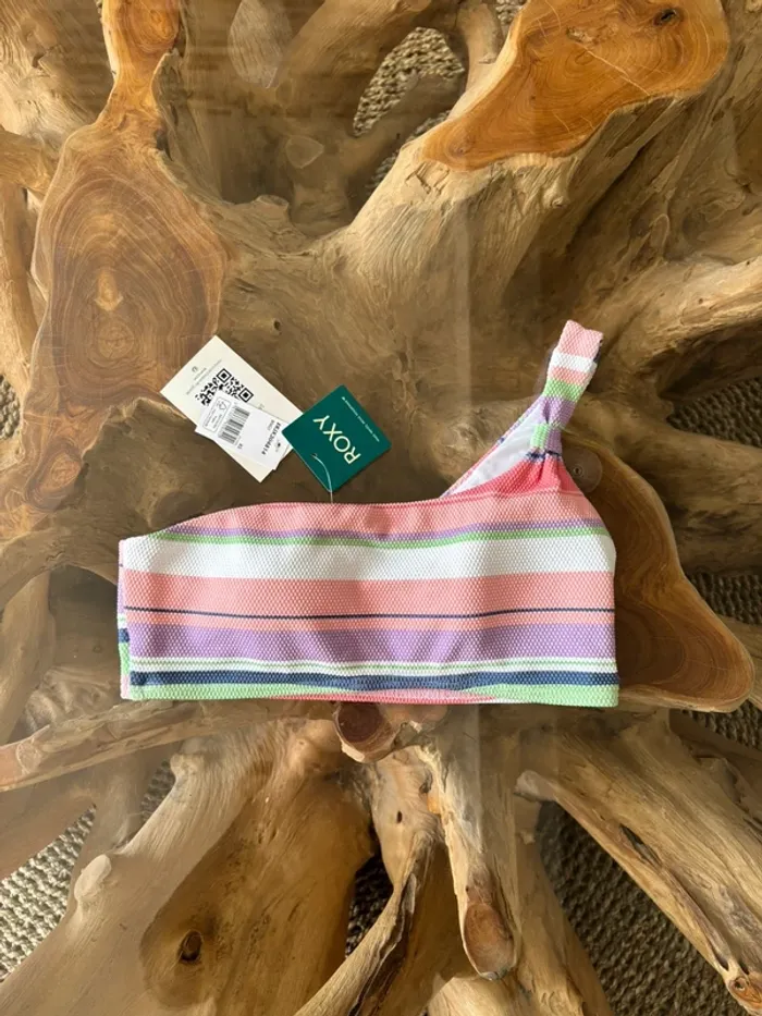 Haut de maillot de bain Roxy une bretelle rayures texture - photo numéro 2