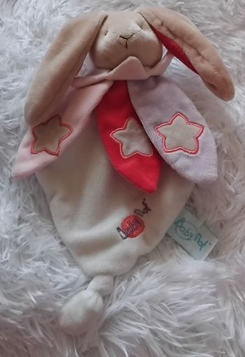 Doudou plat lapin aux longues oreilles tombantes- petales - Baby Nat