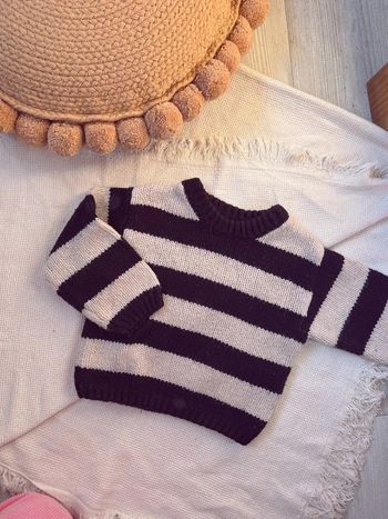 Gros pull Zara en maille à rayure crème et noir 86