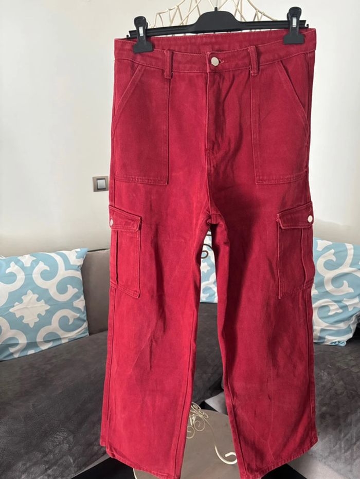 Baggy pantalon rouge large jean taille L