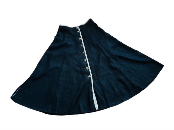 🖤🌿Jupe longue vintage en lin noir taille 44/46 Krüger Trachten Cottagecore Long Black Linen Skirt🌿🖤 - photo numéro 8