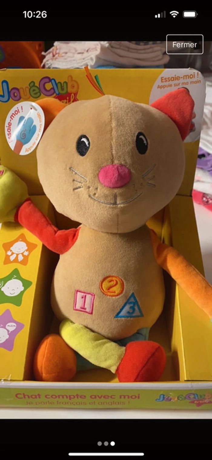 Peluche éveil 18 mois Chat compte avec moi - photo numéro 3