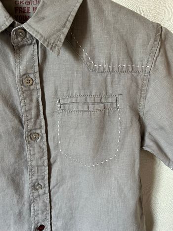 Chemise lin gris taupe 5 ans Okaidi 