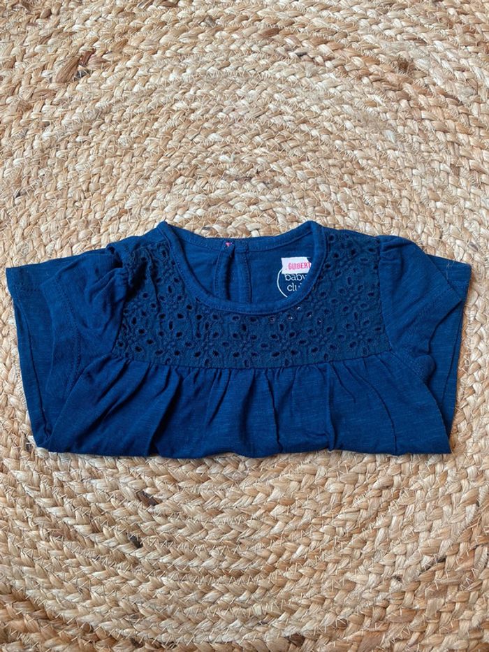 T-shirt fille bleu marine fille, 6 mois - photo numéro 2