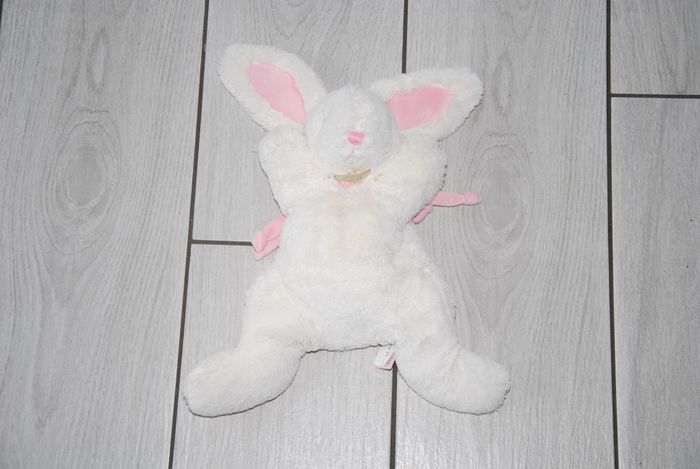 Doudou et compagnie lapin blanc rose tout doux Bonbon 32 cm