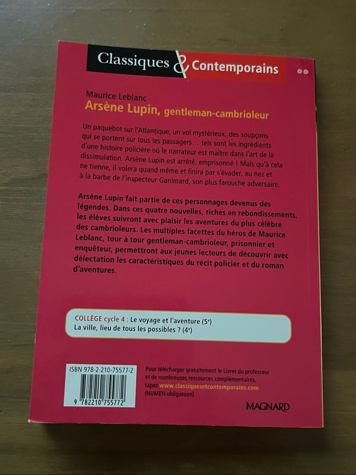 Livre Arsène Lupin Gentleman cambrioleur Maurice  Leblanc Magnard - photo numéro 5