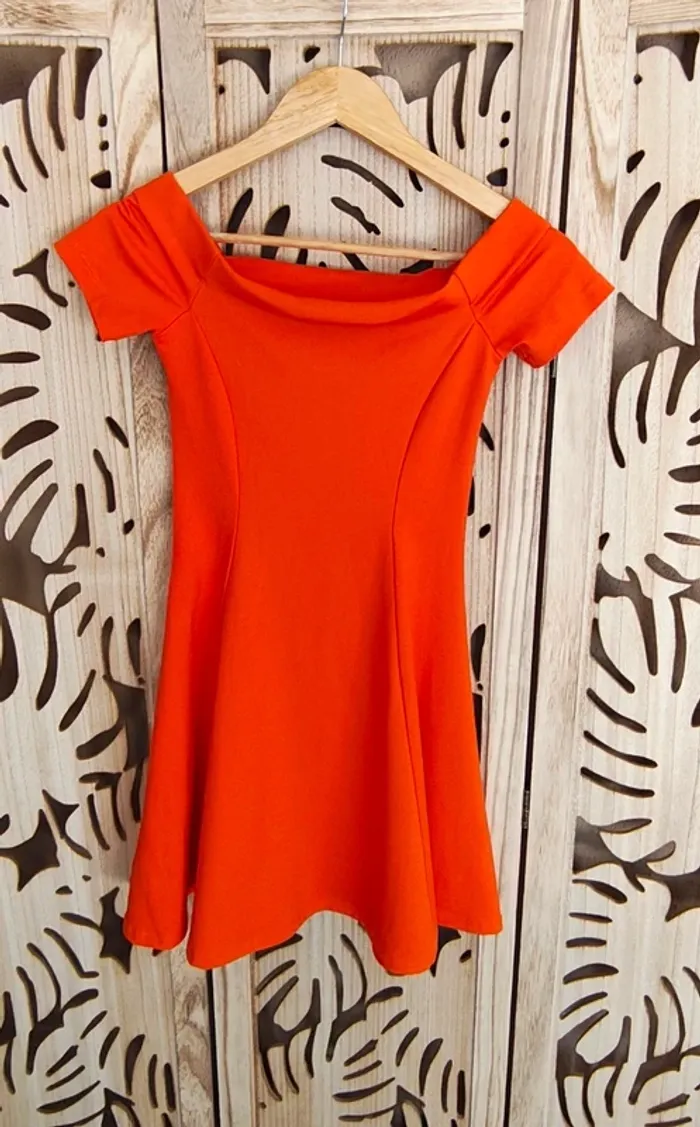 Robe épaules dénudées fluide orange T S Zara - photo numéro 9
