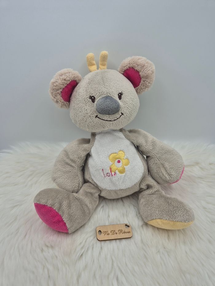 Doudou Koala gris rose jaune Arthur et Lola
