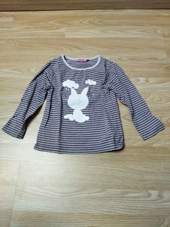 Tee-shirt NKY 4 ans gris avec rayures blanches