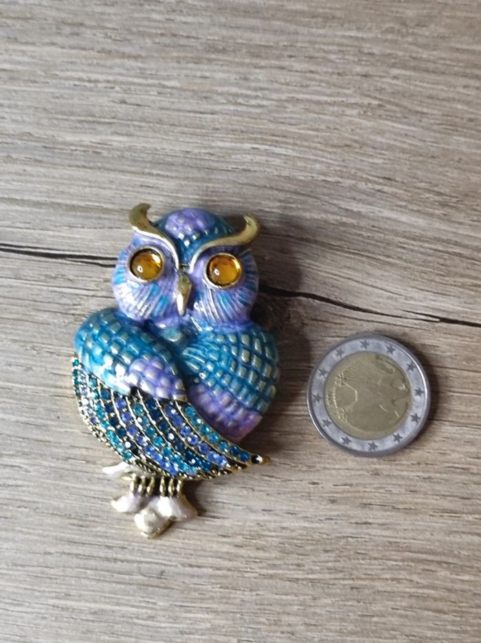 Broche hibou émaillé rétro - photo numéro 4