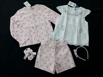 Ensemble cérémonie rose sergent major 6/7 ans veste + blouse + short + accessoires neuf