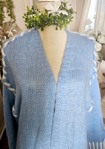 Long gilet bleu et blanc Valeria Moda Taille 42/44 Neuf