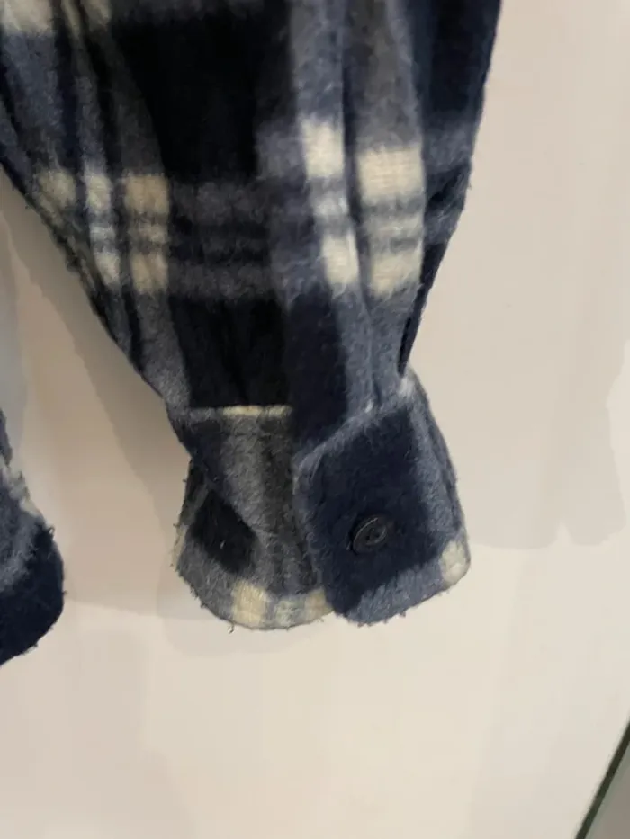 Lumberjack Flannel Plaid Polaire shirt chemise blue white Mens XXL - photo numéro 9