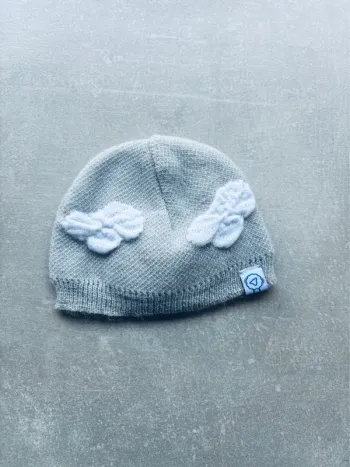 Bonnet bébé nuage gris et blanc 1 mois