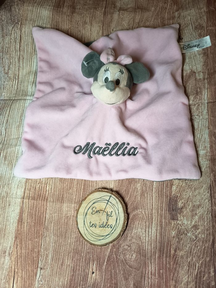 Doudou Minnie rose gris prénom à personnaliser