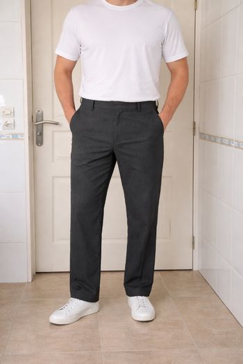 Pantalon droit gris à rayure blanche homme Jules taille XL/42