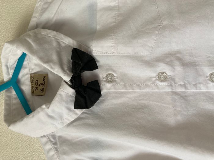 chemise avec noeud papillon amovible garçon 12 mois - photo numéro 2