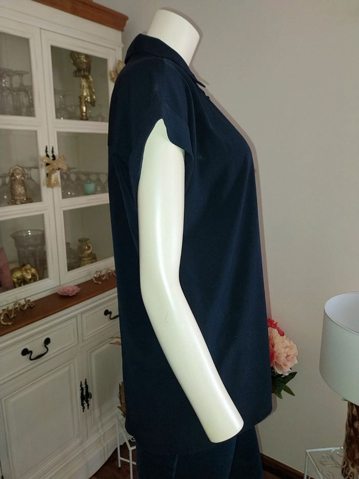 Blouse / chemise/ chemisier manches courtes bleu marine état neuf by Mango - photo numéro 8