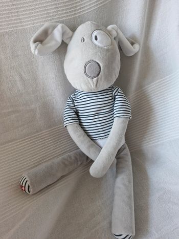 Peluche  obaibi chien pull rayé  cocard