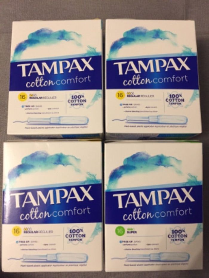 Lot de 4 boites de tampax « Cotton confort » NEUF