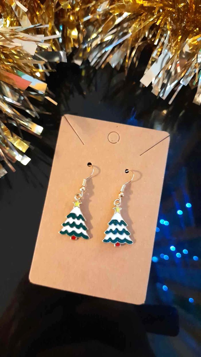 Bijoux Noël | Boucles d’Oreilles neuves Sapin de Noël - photo numéro 2