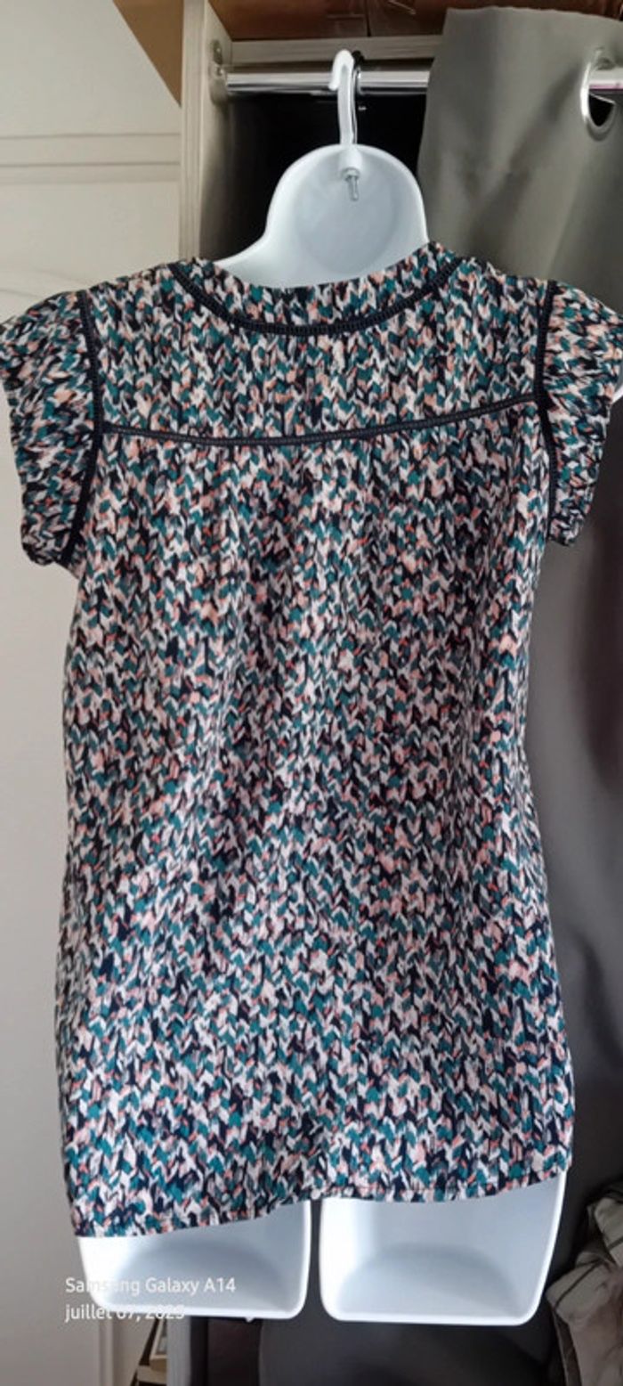 Blouse manches courtes col V imprimé coloré chevrons femme M rue des abesses - photo numéro 8