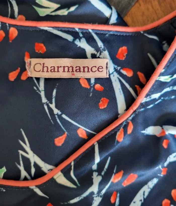 Robe vintage bleue et corail Charmance Taille 38 - photo numéro 6
