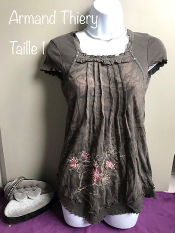 Top long manche courte couleur marron - taille 1