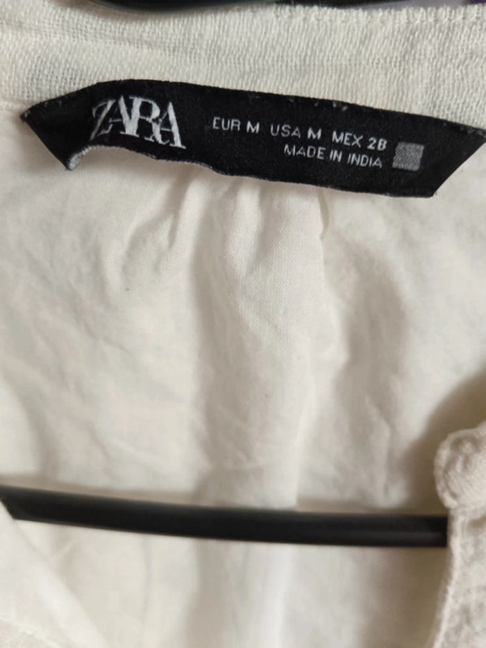 Robe bohème Zara broderies kaki et beige crème taille m - photo numéro 4