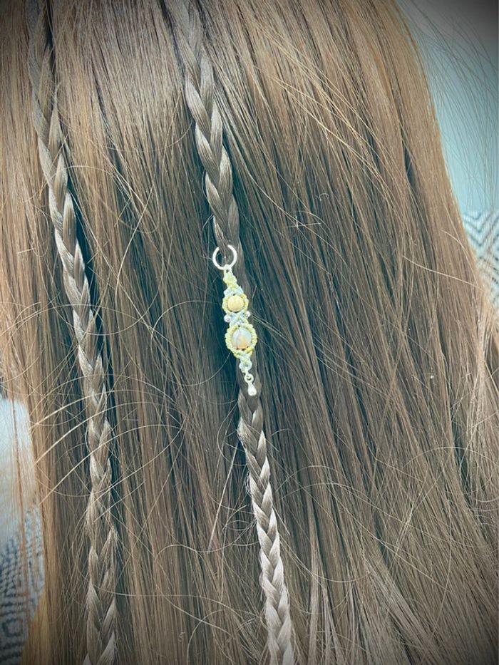 Bijou de cheveux - tresse/dread - macramé pierre Agate et Jaspe - photo numéro 4