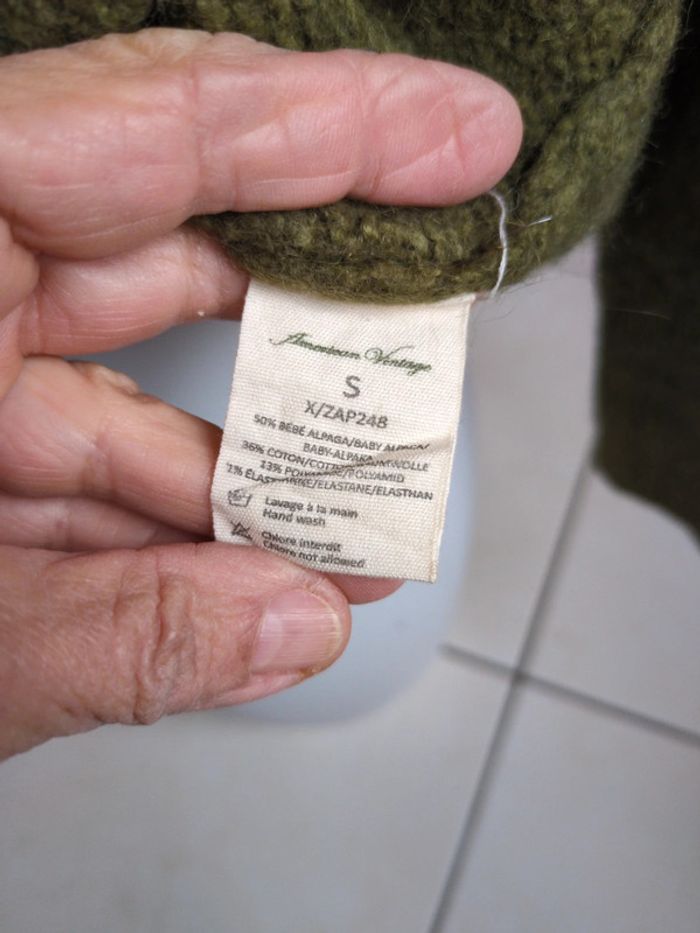 Pull alpaga vert olive American vintage S - photo numéro 3
