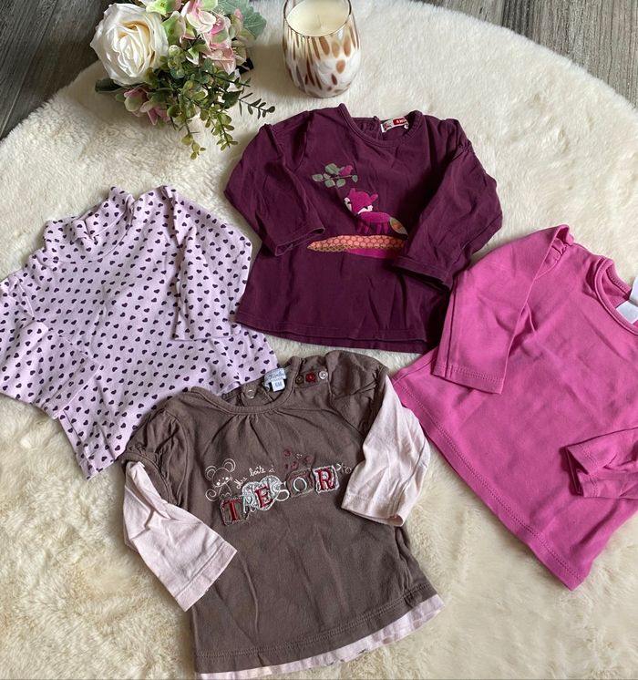🖤beau lot de t-shirt manches longues filles 6mois tous en TBE 🖤 - photo numéro 2