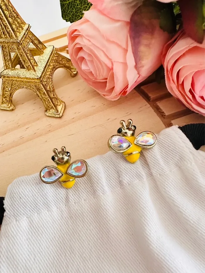 🐝 Boucles d’oreilles Betsey Johnson Abeilles Cristal irisé - photo numéro 2