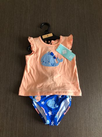 ensemble tee shirt slip de bain fille tex baby 67 cm 6 mois