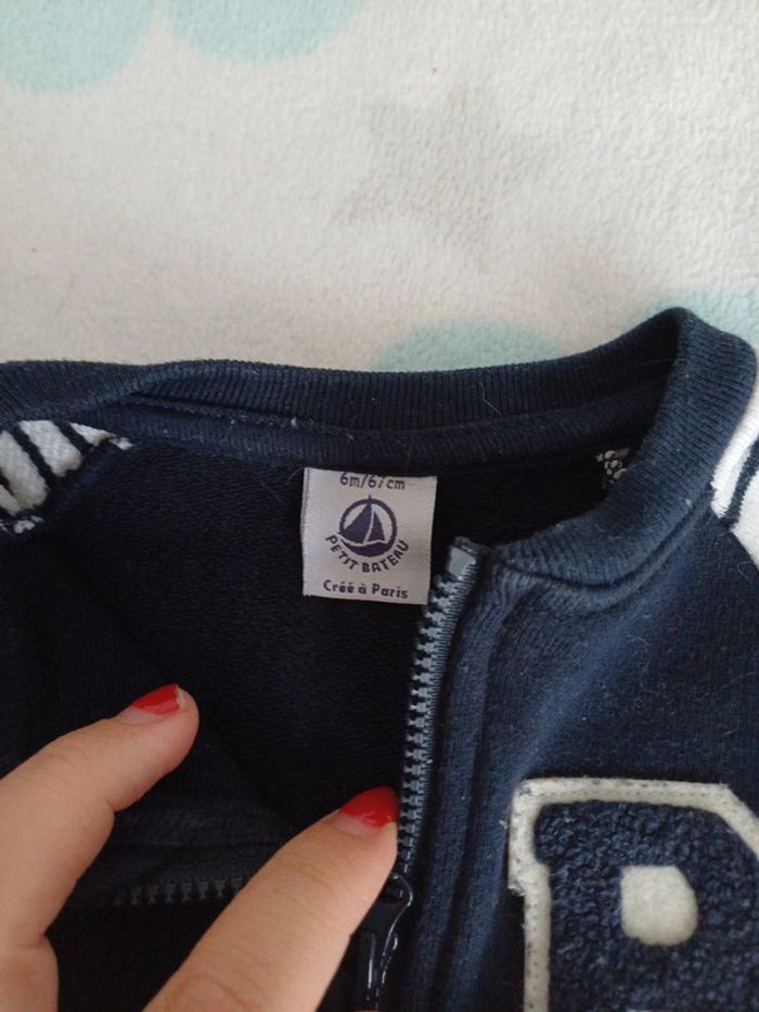 Gilet zippé Bleu marine 6 mois - photo numéro 2