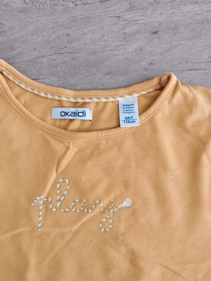 Ensemble 5 ans hiver pantalon gris et t-shirt manches longues jaune - photo numéro 2
