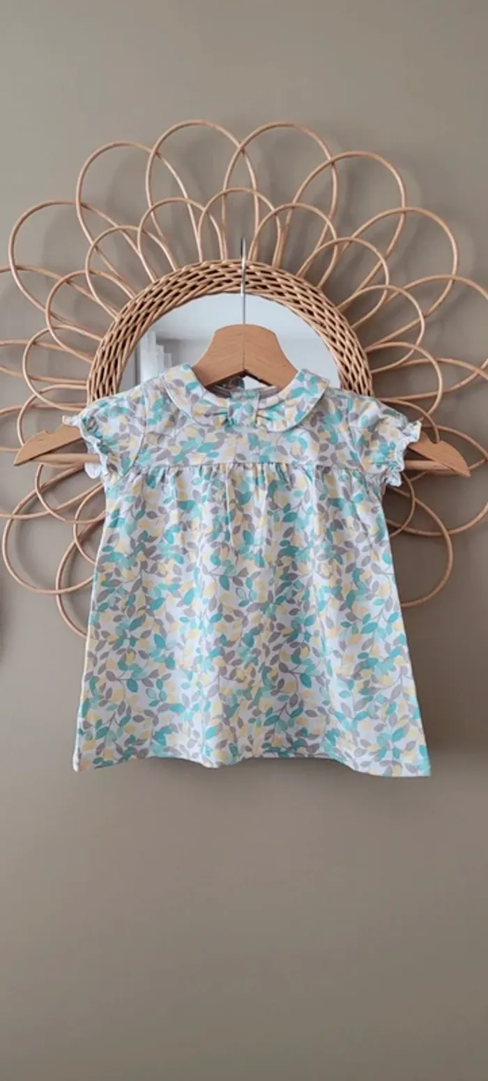 T-shirt fille col claudine 12 mois