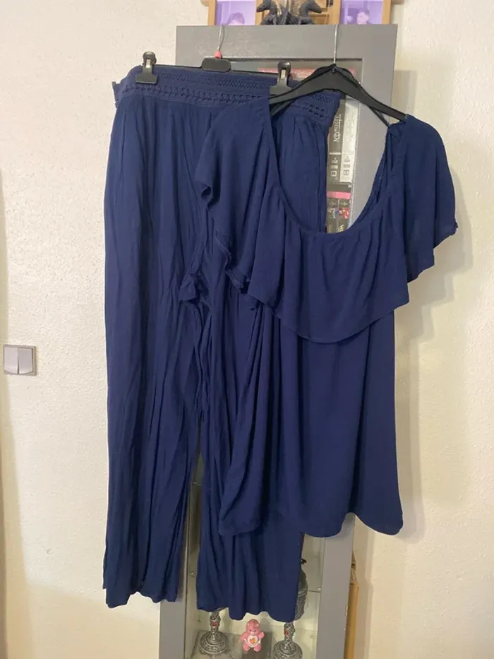 superbe ensemble détente tunique pantalon M&S mode 50