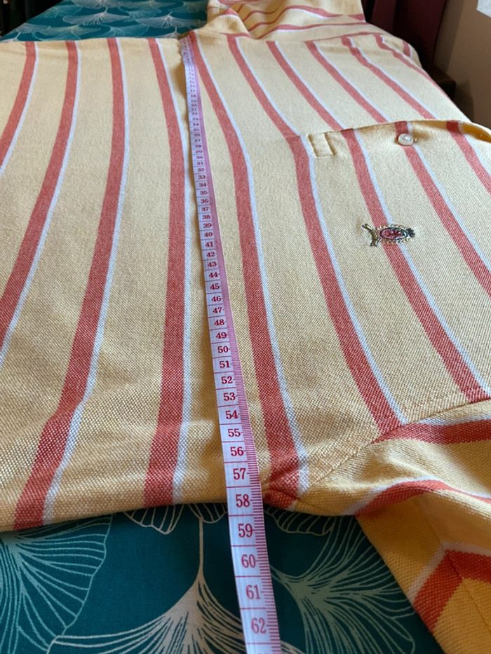 Polo jaune pâle et corail pour homme Tommy Hilfiger taille L 040 - photo numéro 5