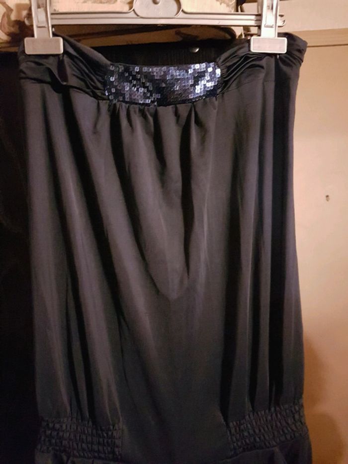 Combi pantalon satin bleu et strass bustier t 38