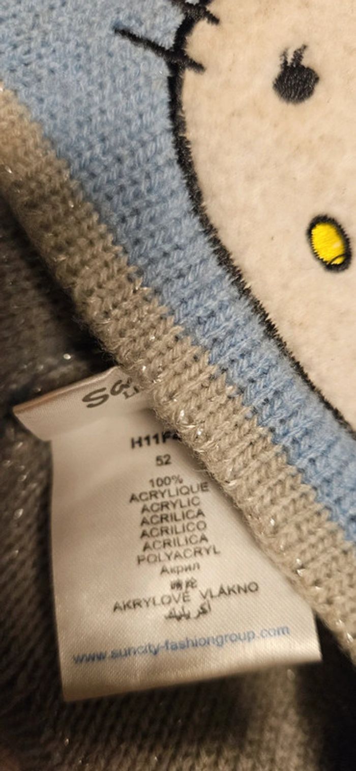 Bonnet bleu et gris Hello Kitty, taille 52, nickel - photo numéro 4